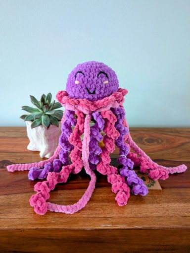 Pink and Purple crochet Jellyfish Toy by Just Juliet Designs